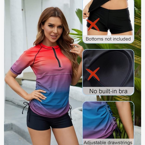 HALCURT Rash Guard Swim Top Medium Multi Color - Picture 10 of 15